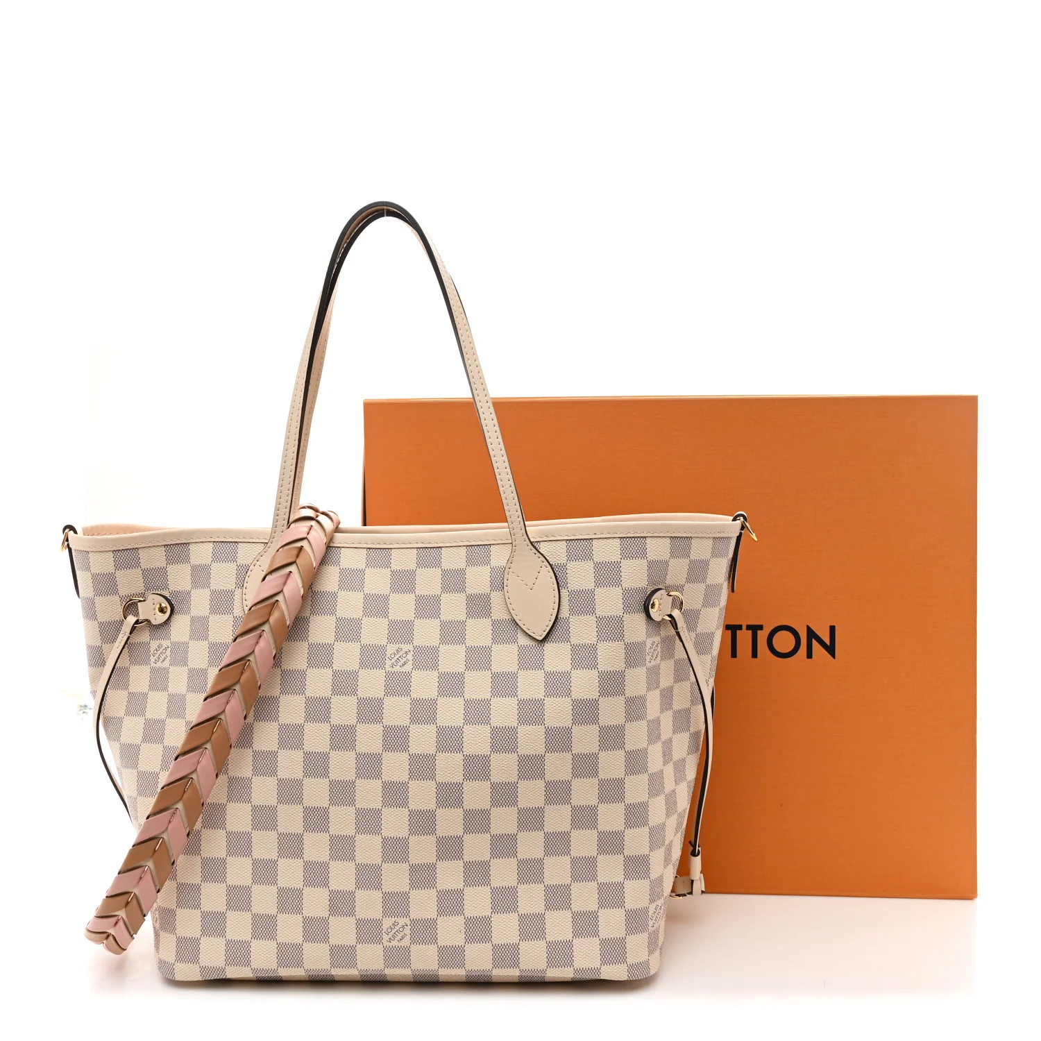 Damier Azur Braided Neverfull MM Pink - Image 10