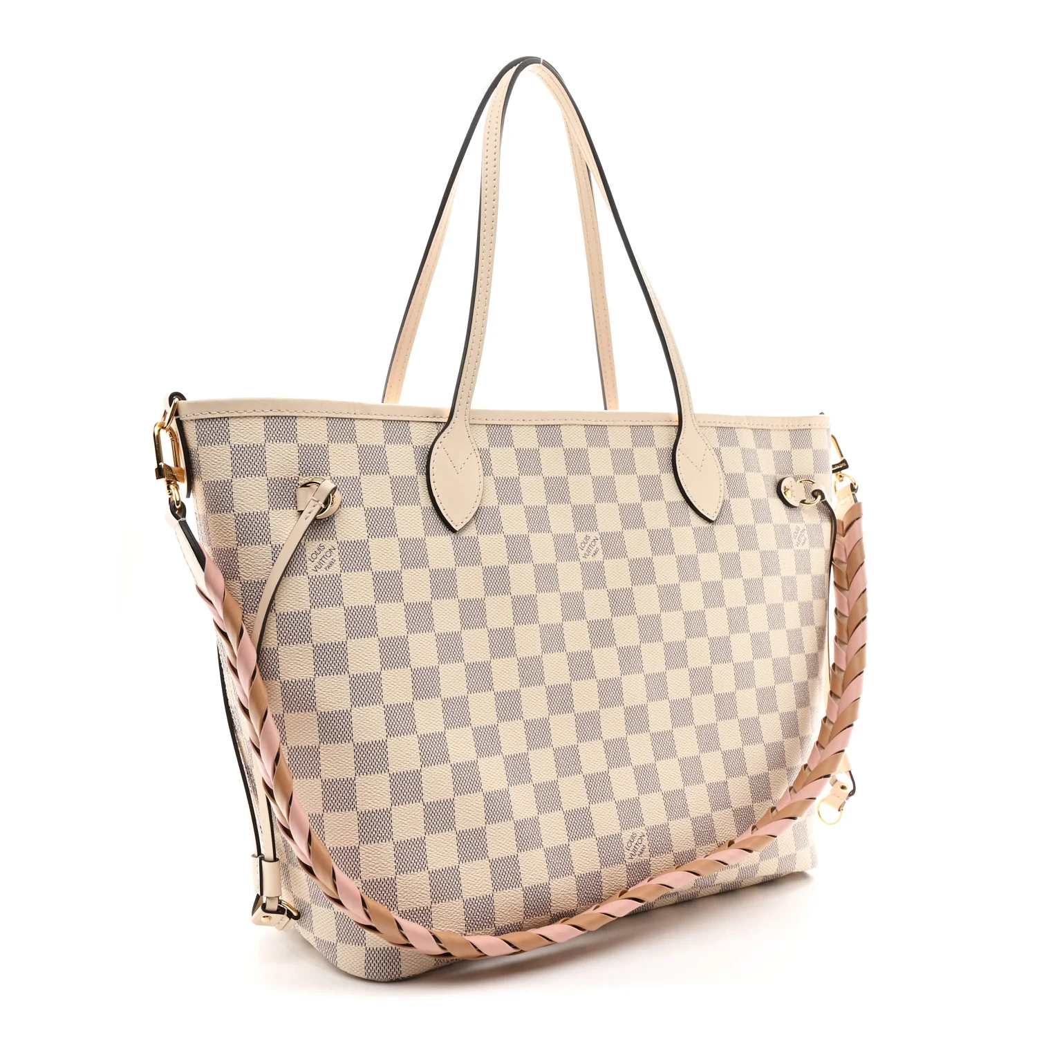 Damier Azur Braided Neverfull MM Pink - Image 3