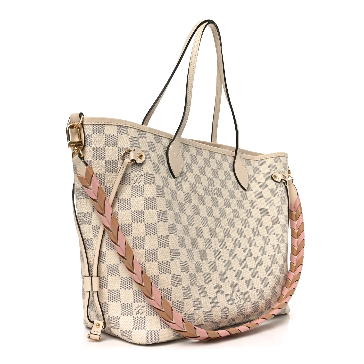 Damier Azur Braided Neverfull MM Pink - Image 3