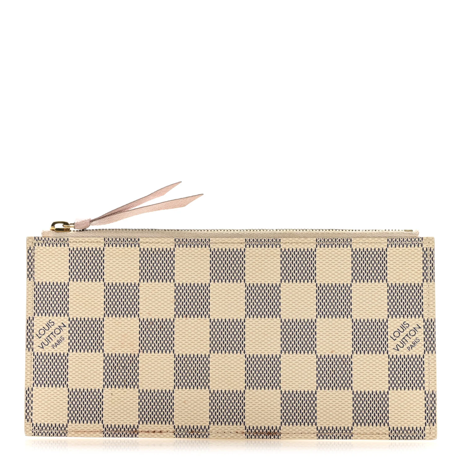 Damier Azur Felicie Chain Wallet Zippered Insert Rose Ballerine