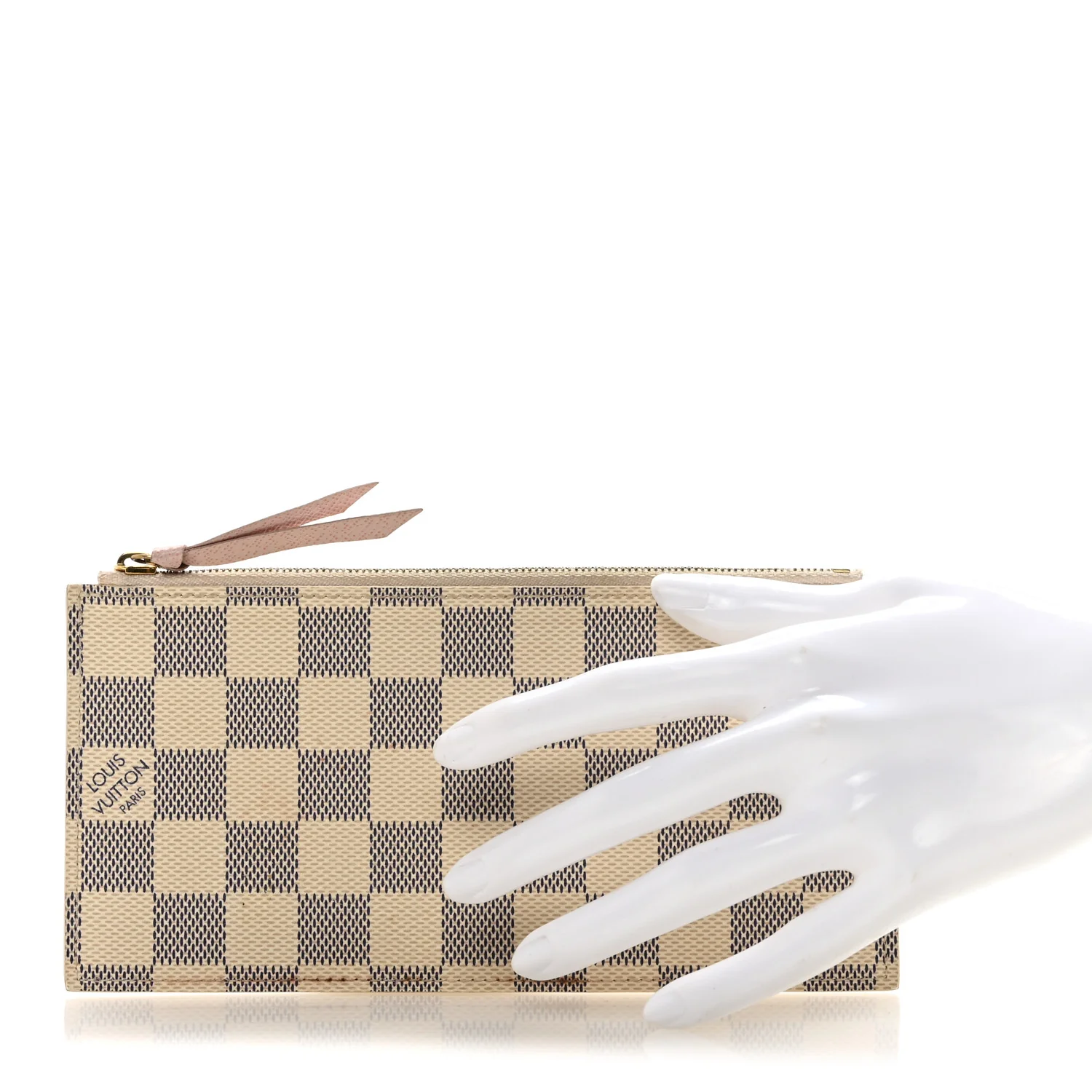 Damier Azur Felicie Chain Wallet Zippered Insert Rose Ballerine - Image 2