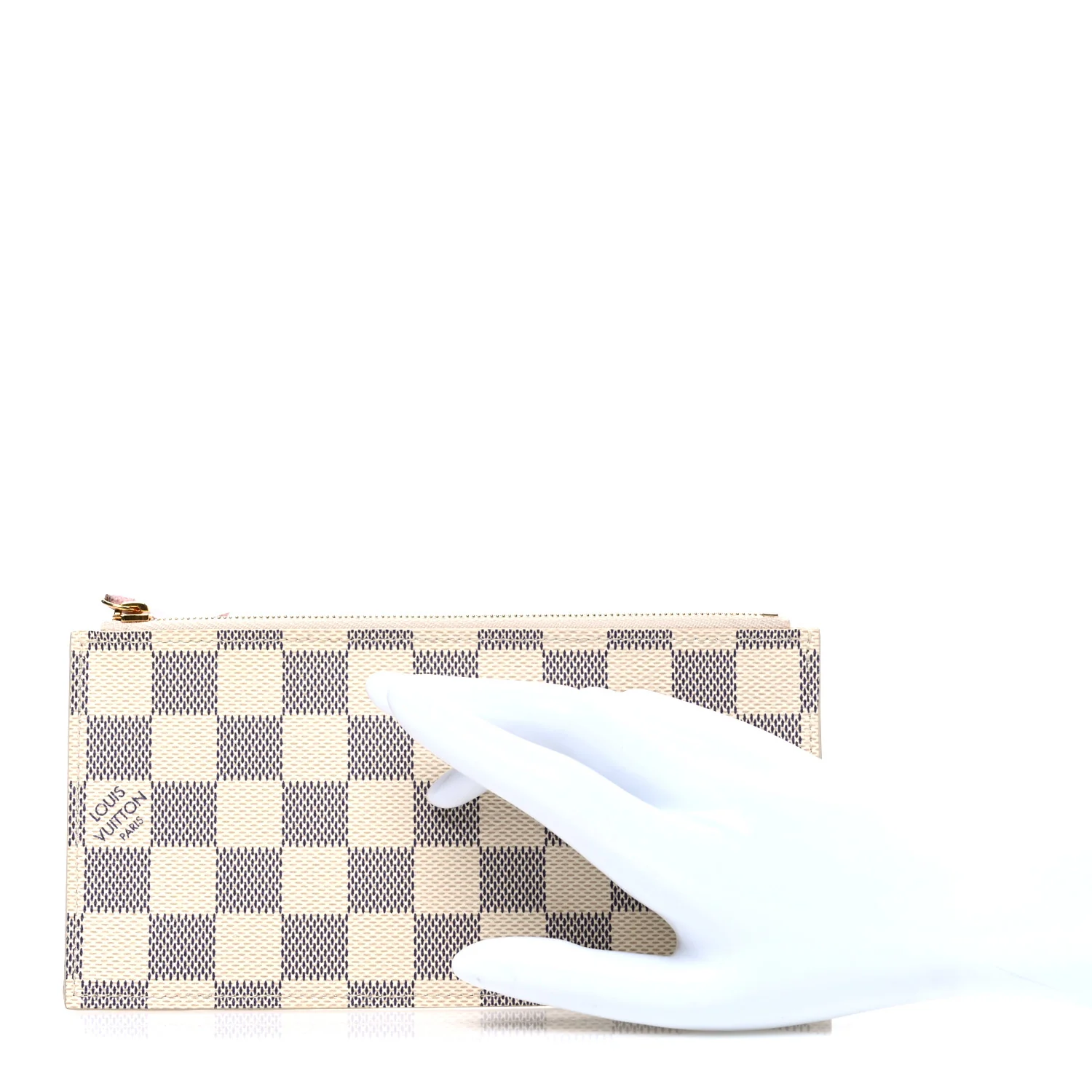 Damier Azur Felicie Chain Wallet Zippered Insert Rose Ballerine - Image 2