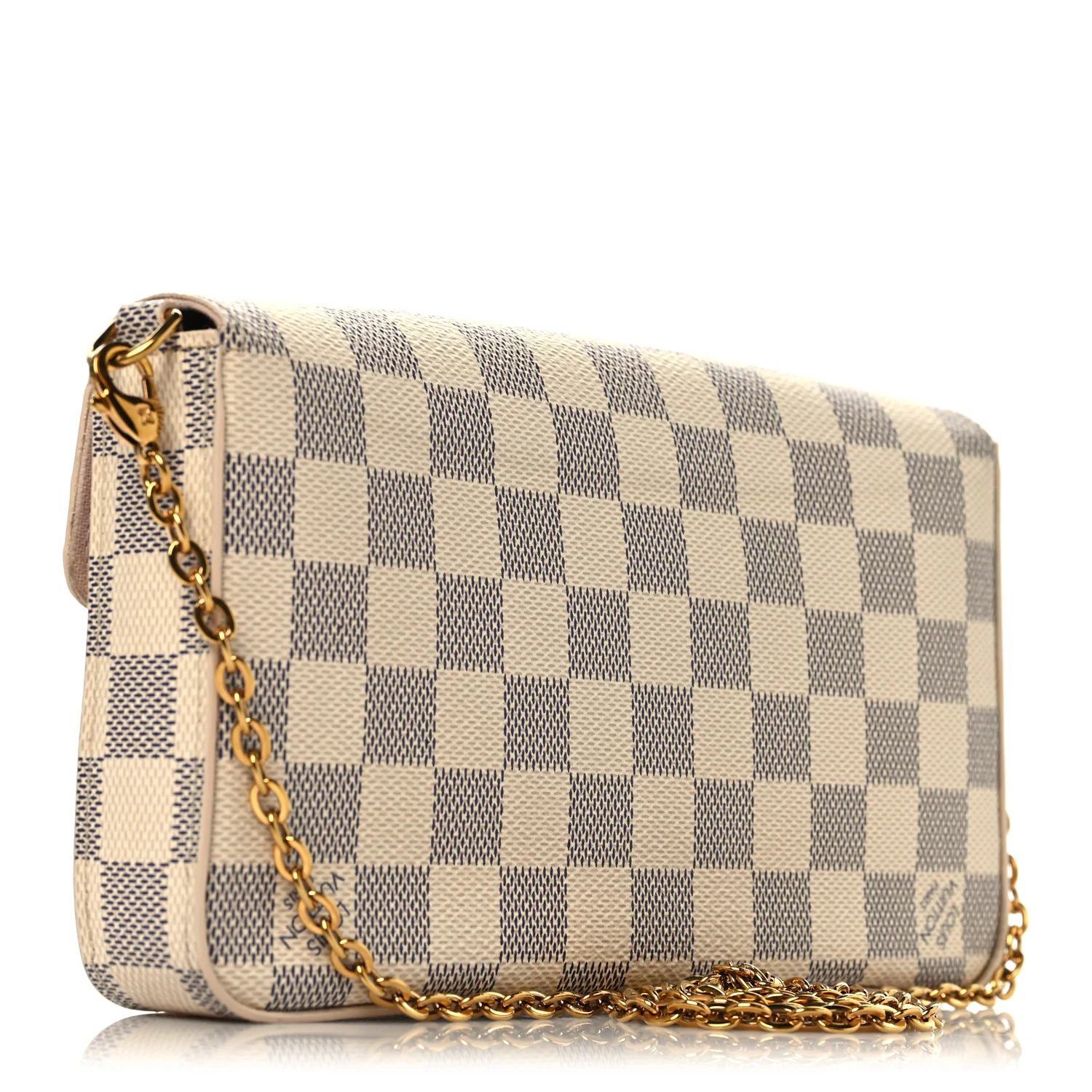 Damier Azur Pochette Felicie Chain Wallet Rose Ballerine - Image 4