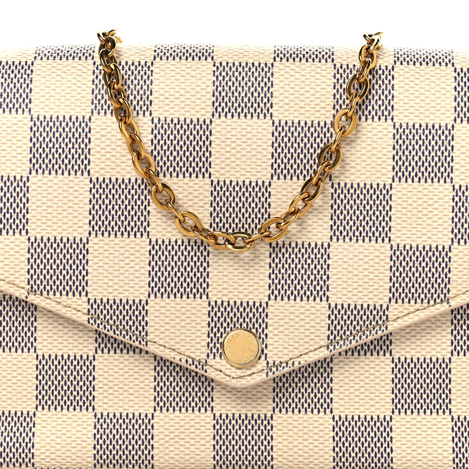 Damier Azur Pochette Felicie Chain Wallet Rose Ballerine - Image 8