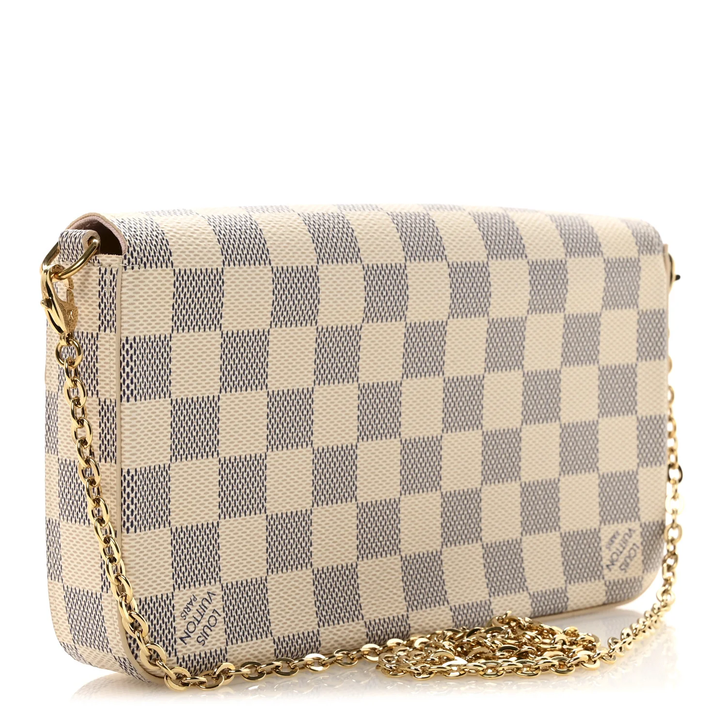 Damier Azur Pochette Felicie Chain Wallet Rose Ballerine - Image 4