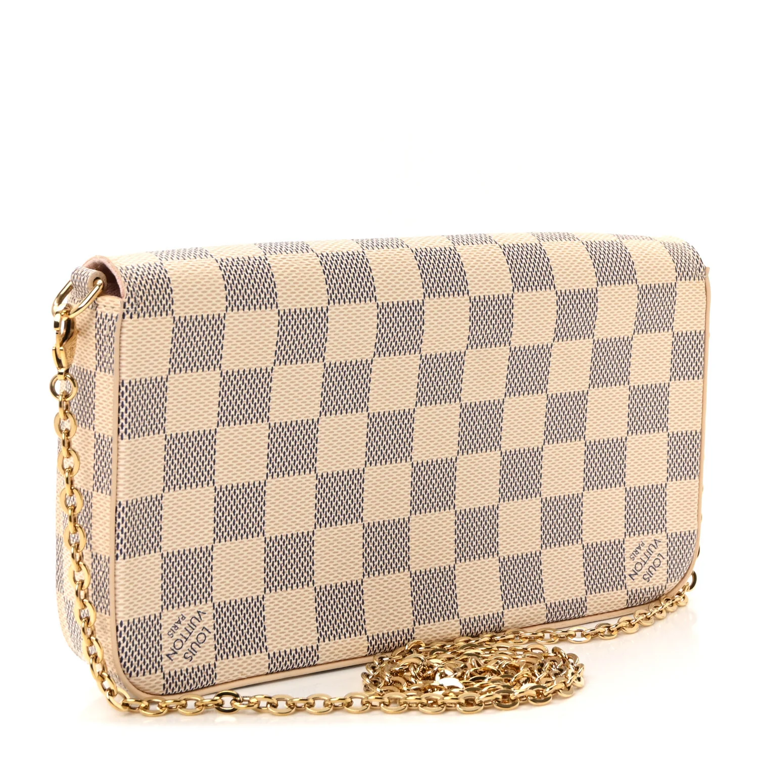 Damier Azur Pochette Felicie Chain Wallet Rose Ballerine - Image 4