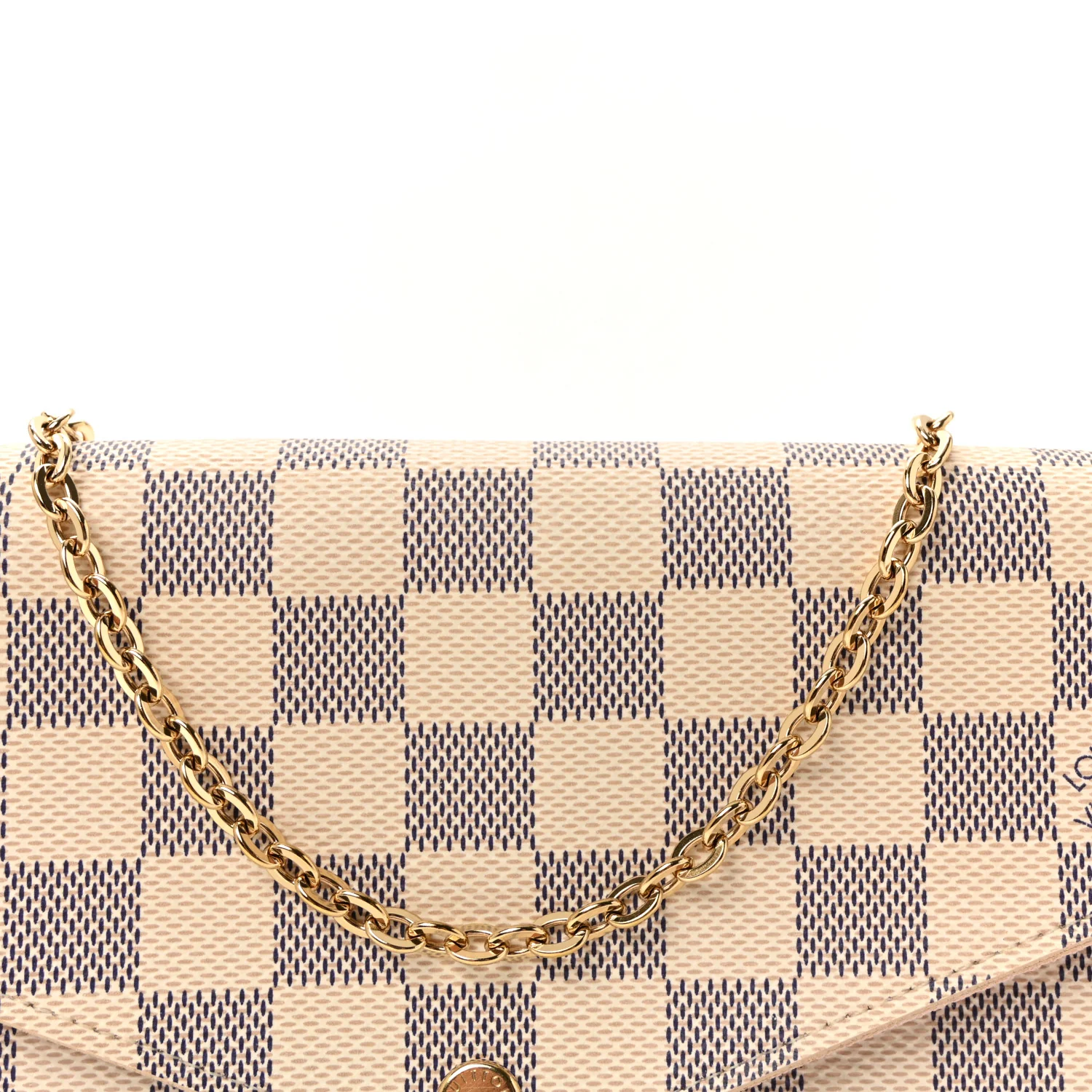 Damier Azur Pochette Felicie Chain Wallet Rose Ballerine - Image 8