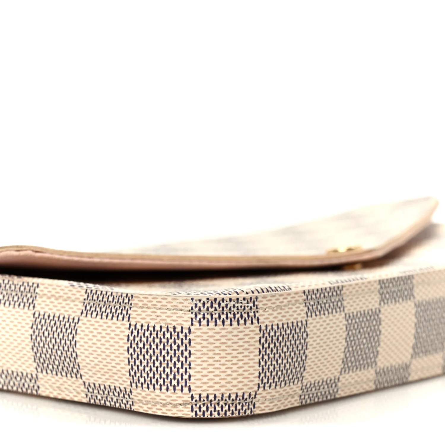 Damier Azur Pochette Felicie Chain Wallet Rose Ballerine - Image 10