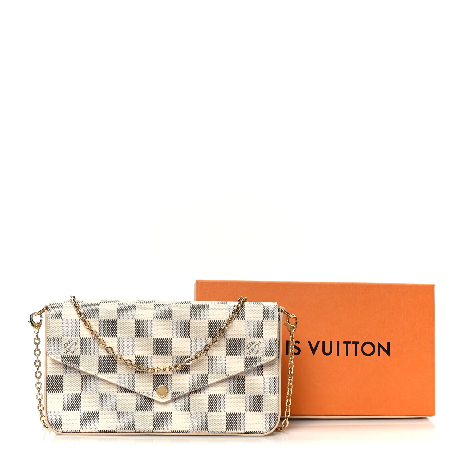 Damier Azur Pochette Felicie Chain Wallet Rose Ballerine - Image 11