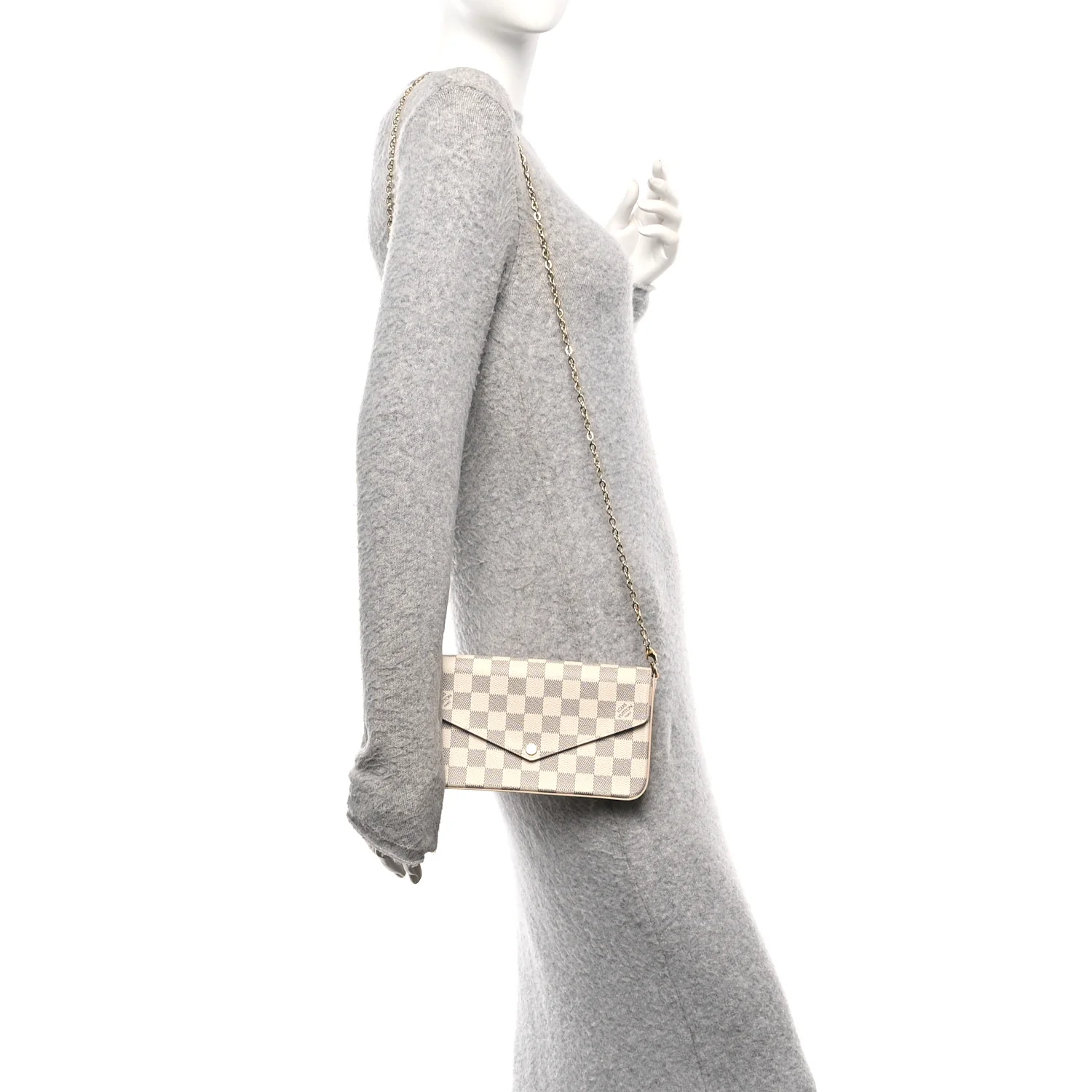 Damier Azur Pochette Felicie Chain Wallet Rose Ballerine - Image 2