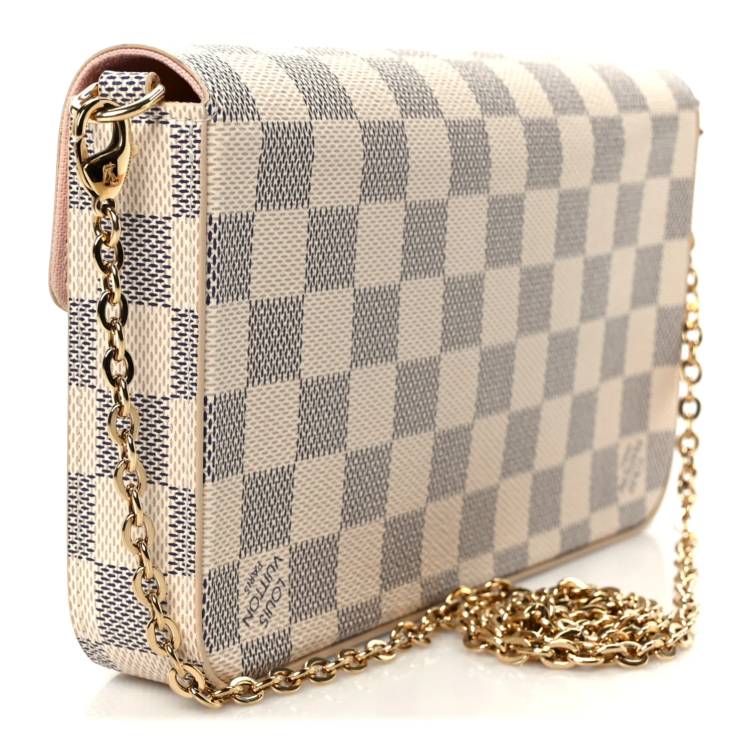 Damier Azur Pochette Felicie Chain Wallet Rose Ballerine - Image 3