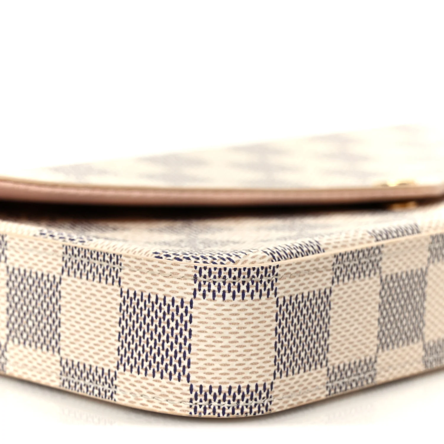 Damier Azur Pochette Felicie Chain Wallet Rose Ballerine - Image 9
