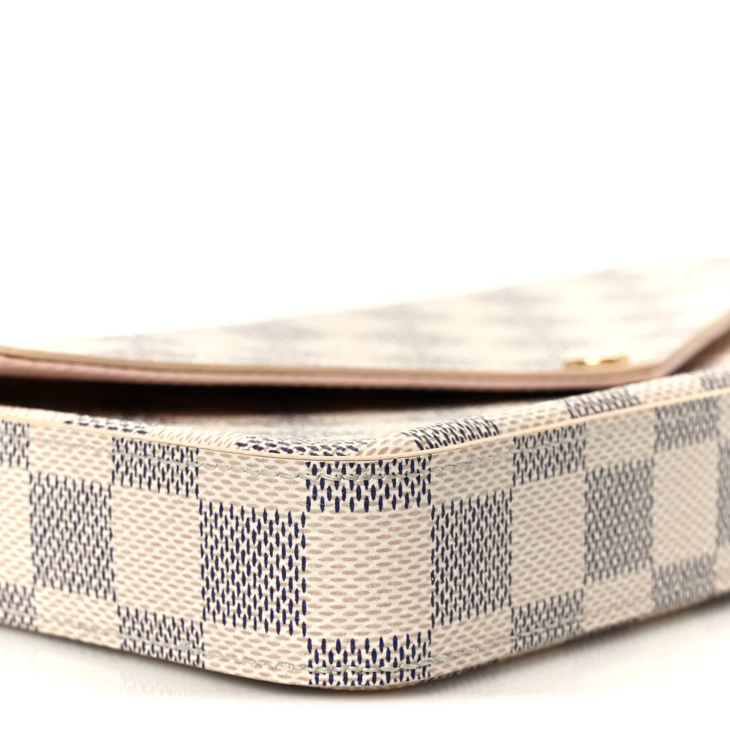 Damier Azur Pochette Felicie Chain Wallet Rose Ballerine - Image 10