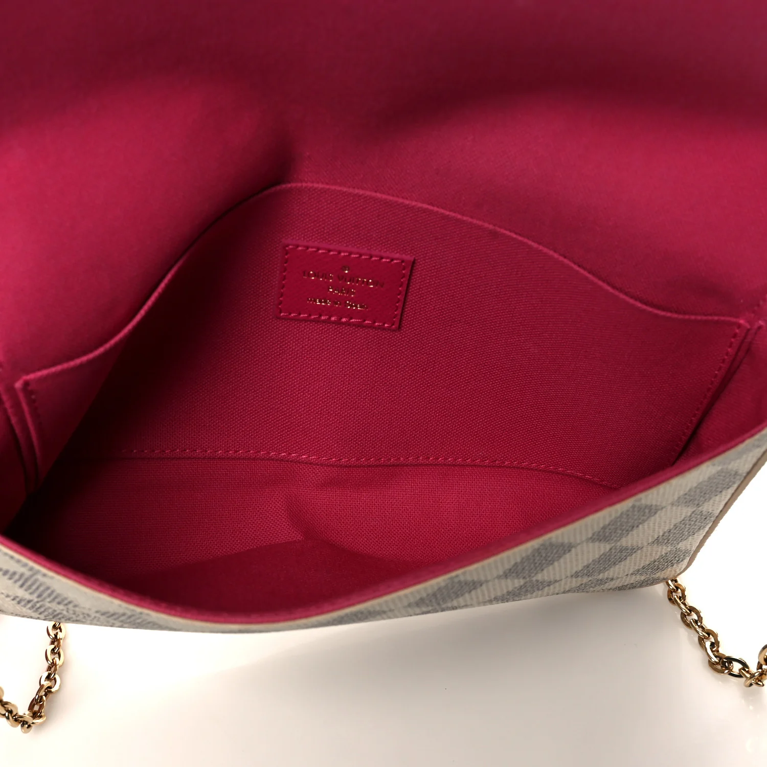 Damier Azur Studded Pochette Felicie Chain Wallet Fuchsia - Image 5
