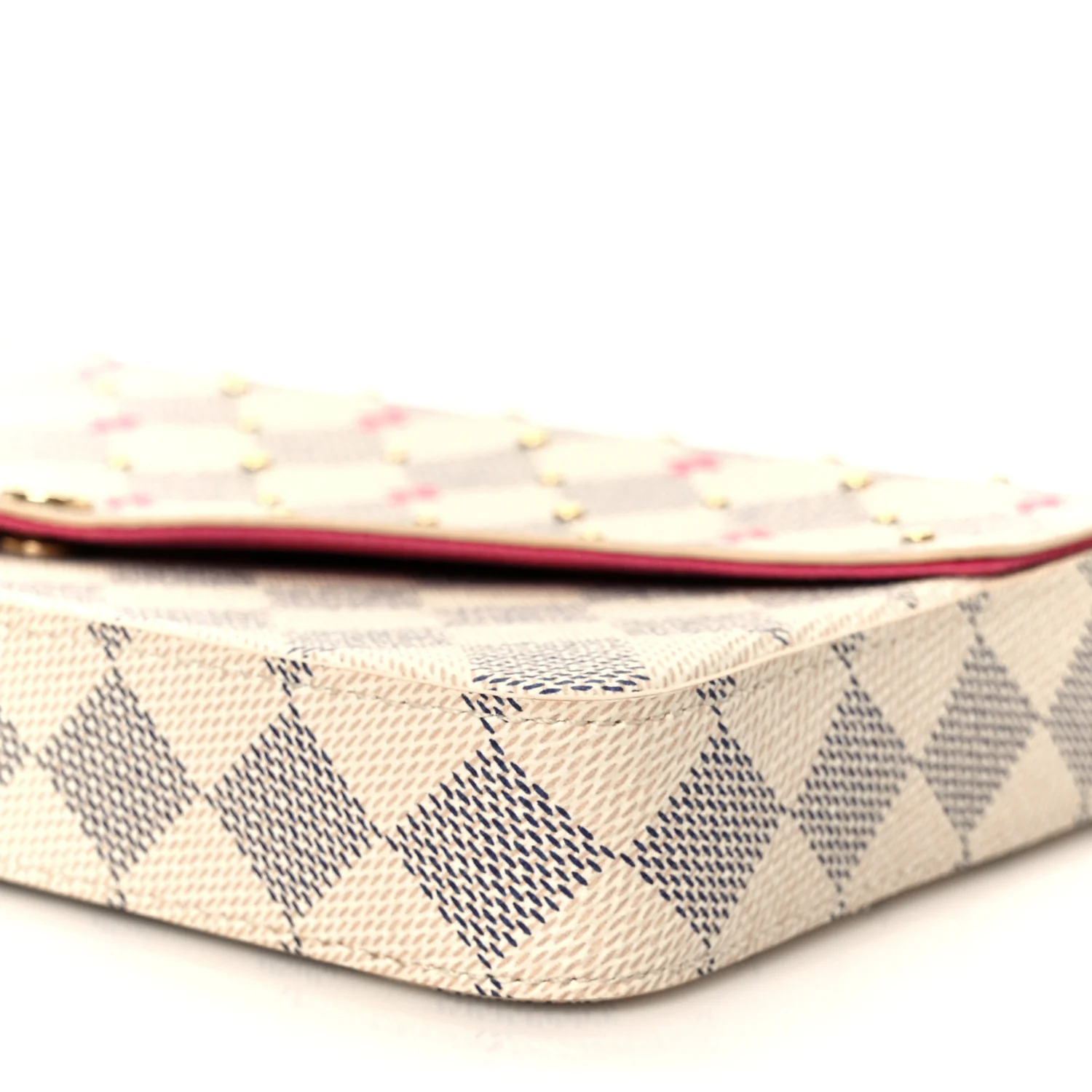 Damier Azur Studded Pochette Felicie Chain Wallet Fuchsia - Image 9