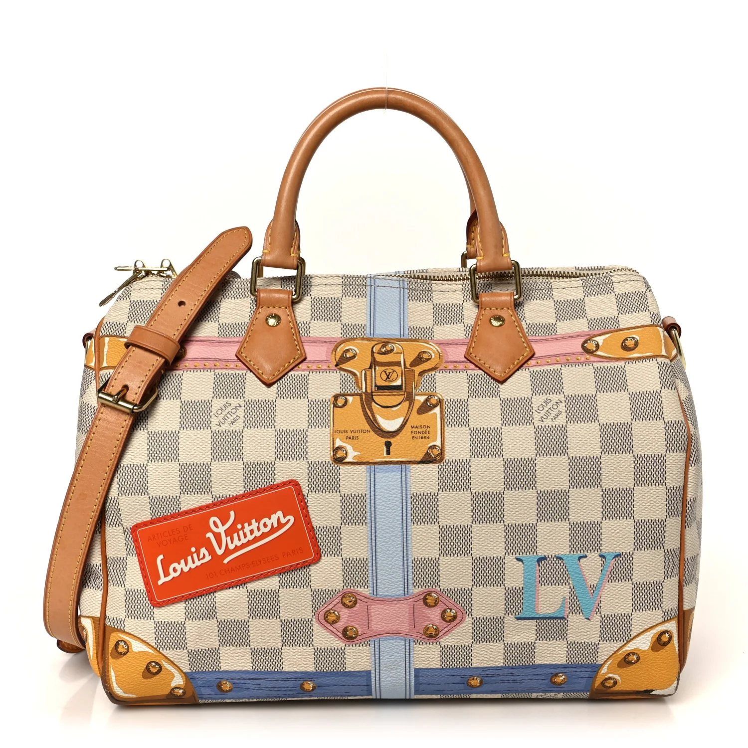 Damier Azur Summer Trunks Speedy Bandouliere 30