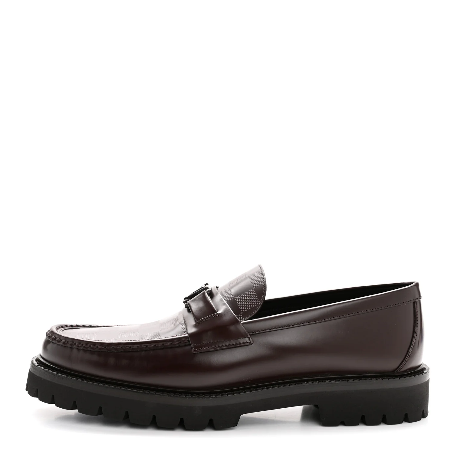 Damier Calfskin Embossed Mens Major Loafers 10 Brown