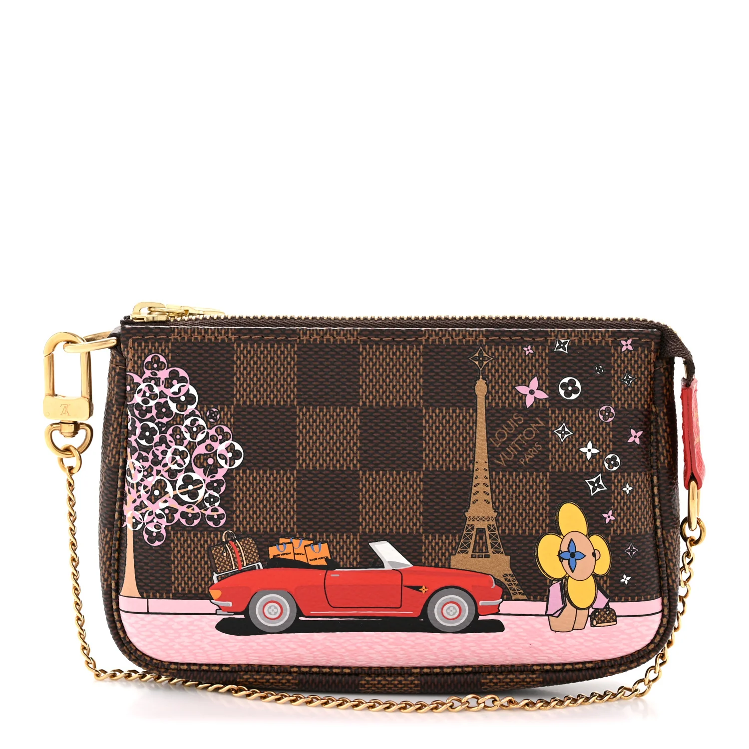 Damier Ebene 2019 Christmas Animation Mini Pochette Accessories Red