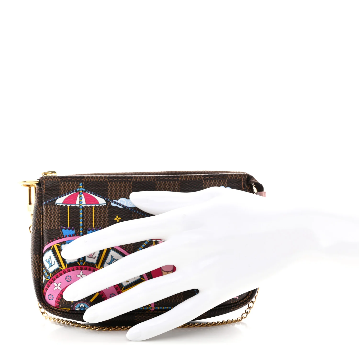 Damier Ebene 2020 Christmas Animation Big Wheel Mini Pochette Accessories Rose Ballerine - Image 2