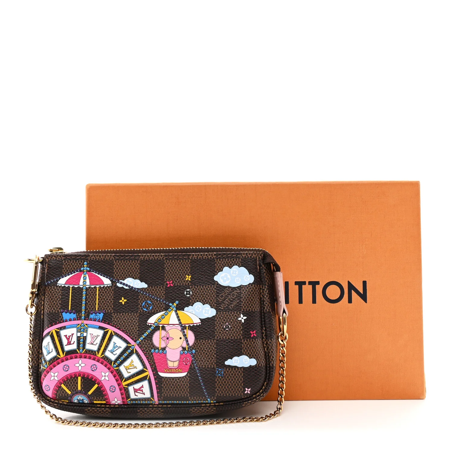 Damier Ebene 2020 Christmas Animation Big Wheel Mini Pochette Accessories Rose Ballerine - Image 8