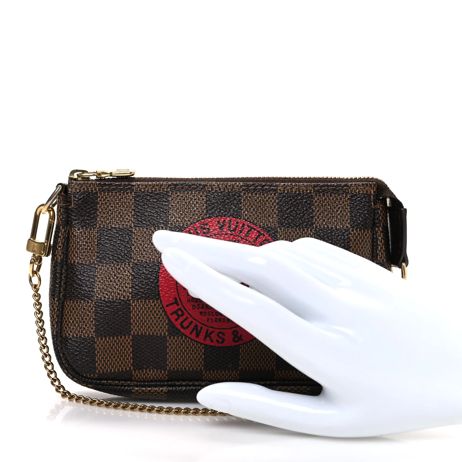 Damier Ebene Complice Trunks and Bags Mini Pochette Accessories Red - Image 2