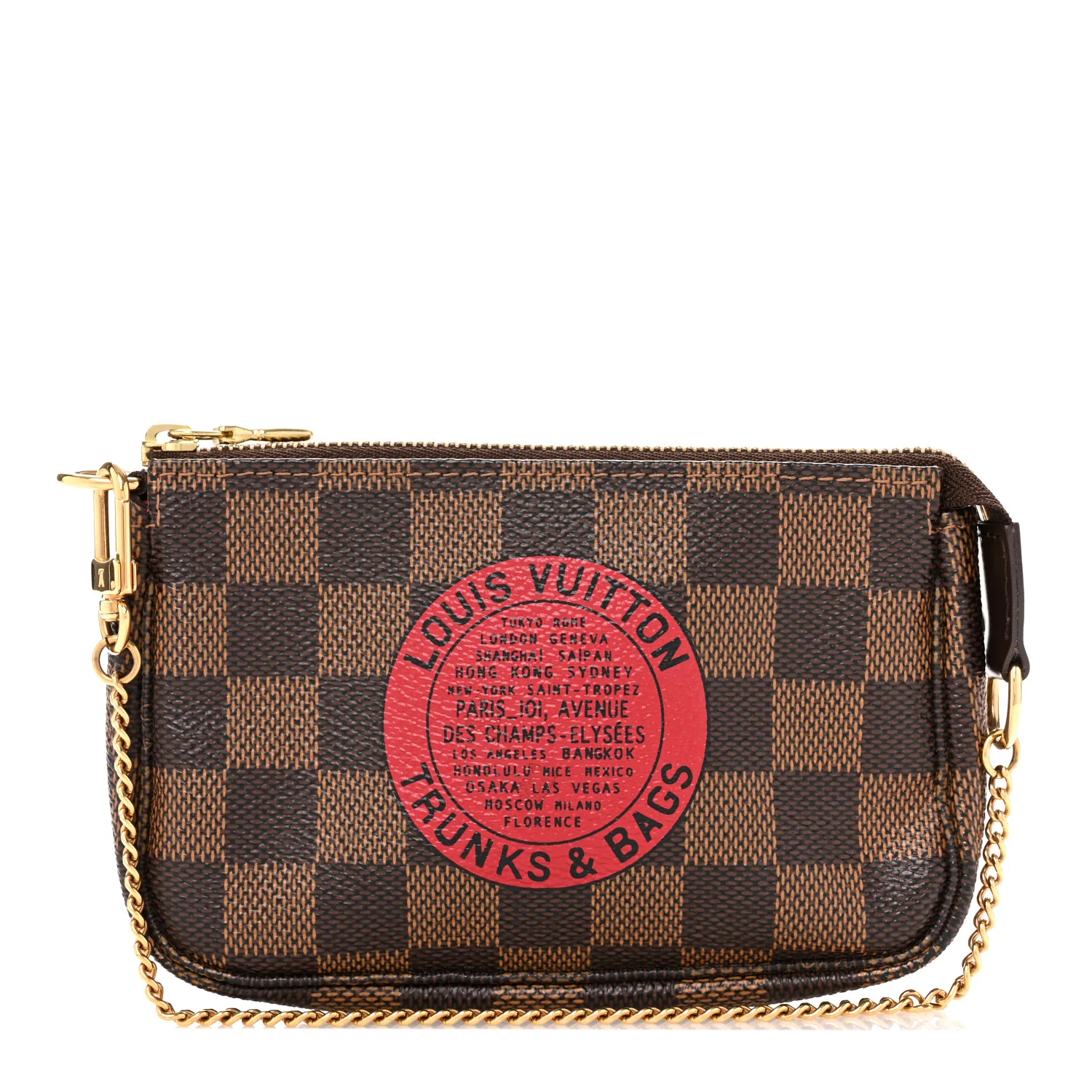 Damier Ebene Complice Trunks and Bags Mini Pochette Accessories Red