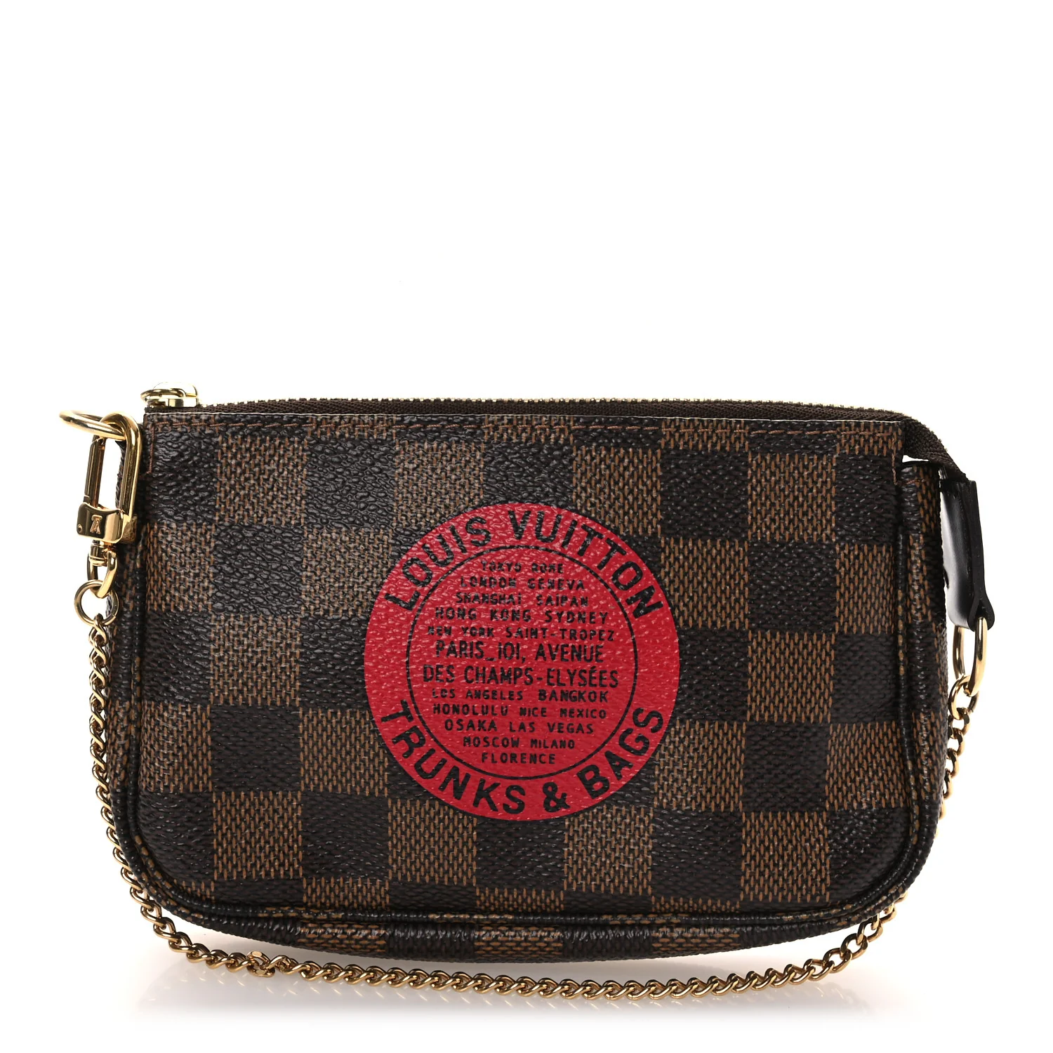 Damier Ebene Complice Trunks and Bags Mini Pochette Accessories Red