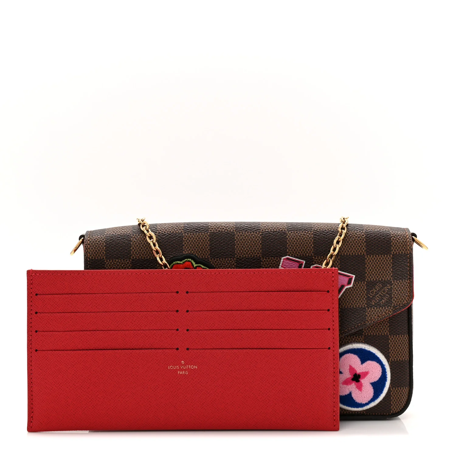 Damier Ebene My LV World Tour Pochette Felicie Chain Wallet Coquelicot - Image 3