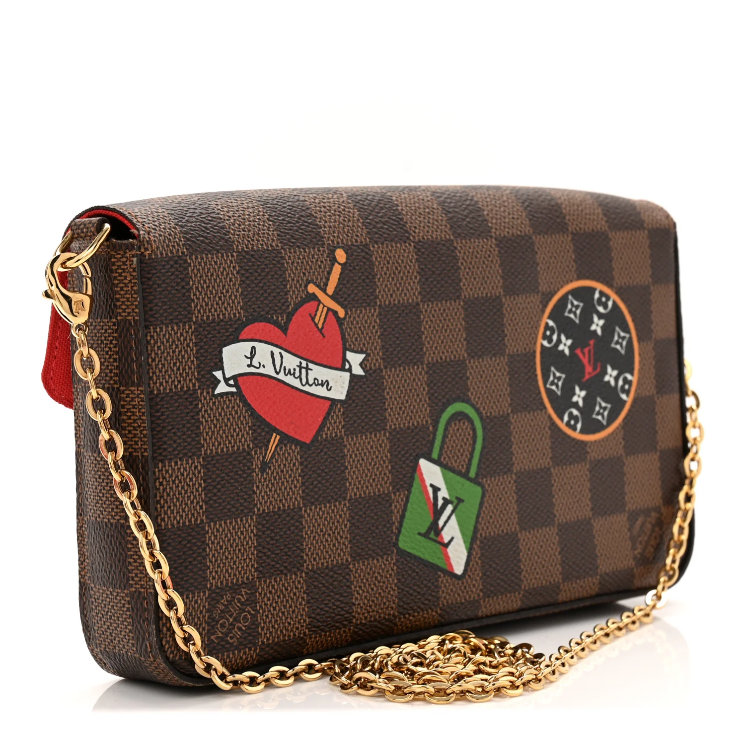 Damier Ebene My LV World Tour Pochette Felicie Chain Wallet Coquelicot - Image 4