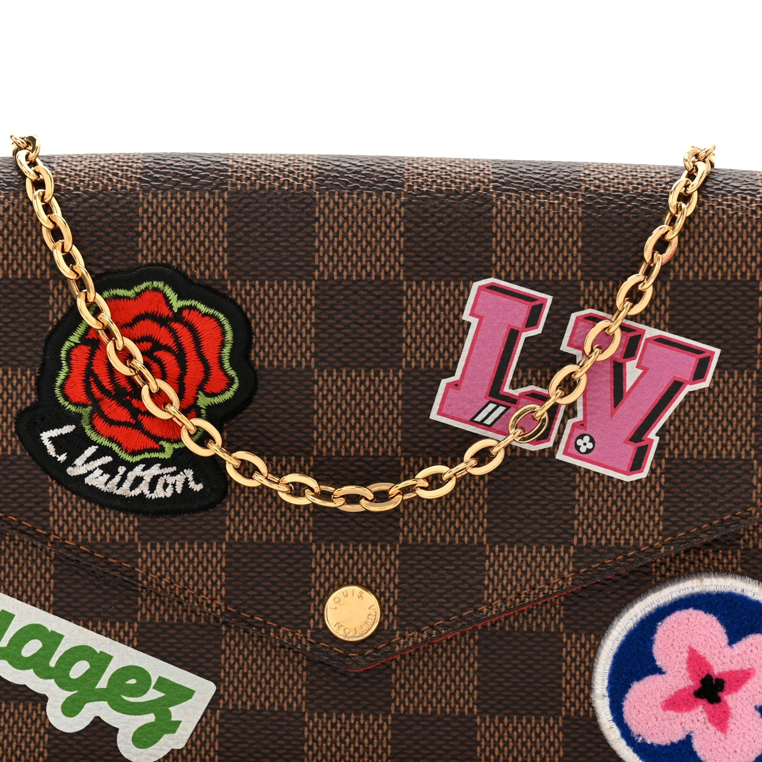 Damier Ebene My LV World Tour Pochette Felicie Chain Wallet Coquelicot - Image 9