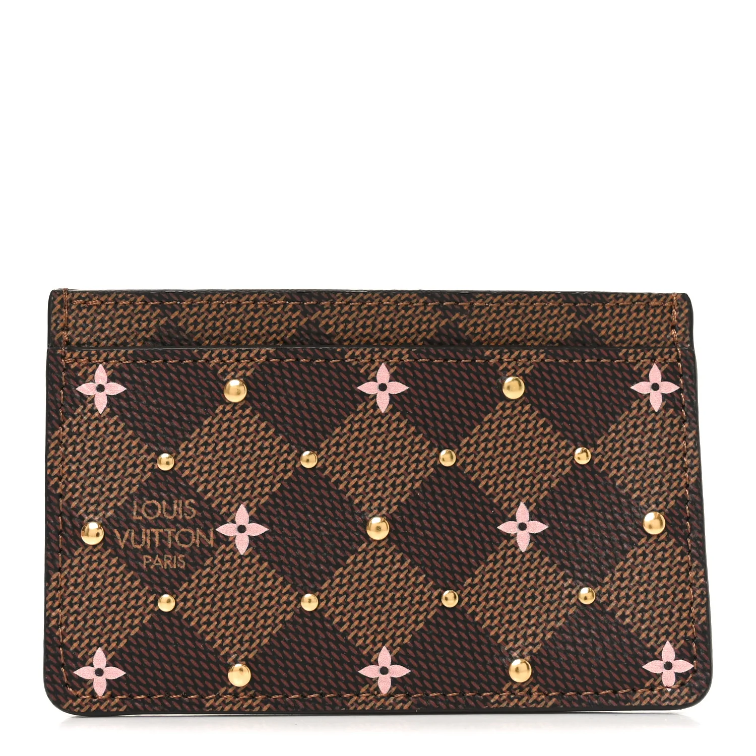 Damier Ebene Studded Card Holder