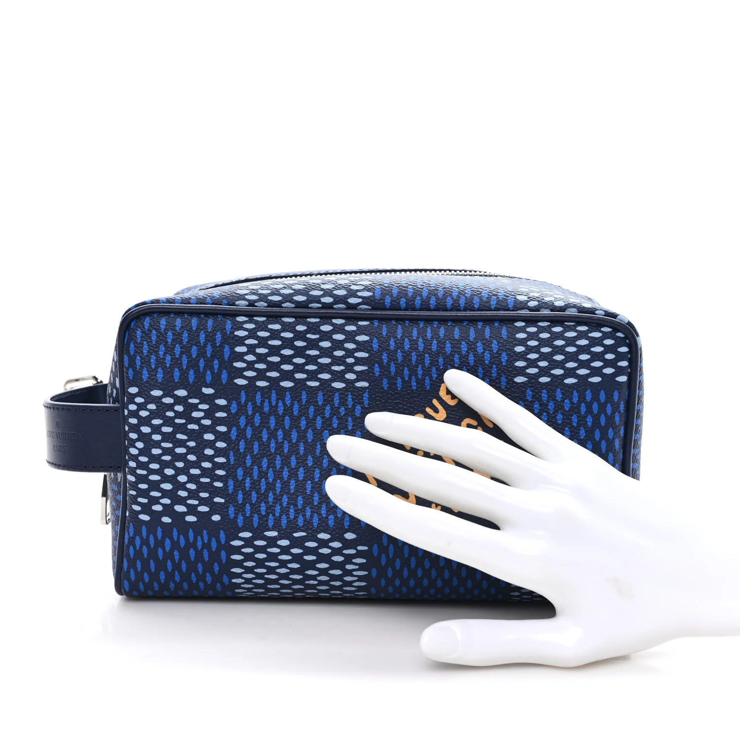 Damier Heritage Locker Dopp Kit Blue - Image 2