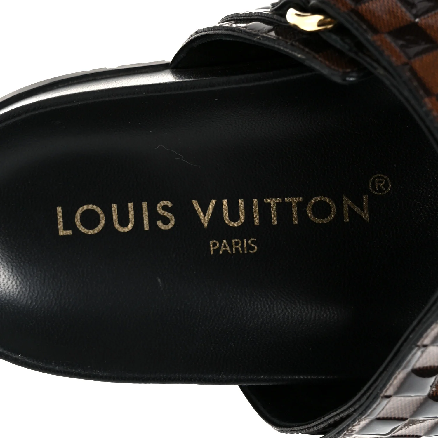 Damier Patent Calfskin Bom Dia Flat Sandals 38.5 Ebene - Image 7