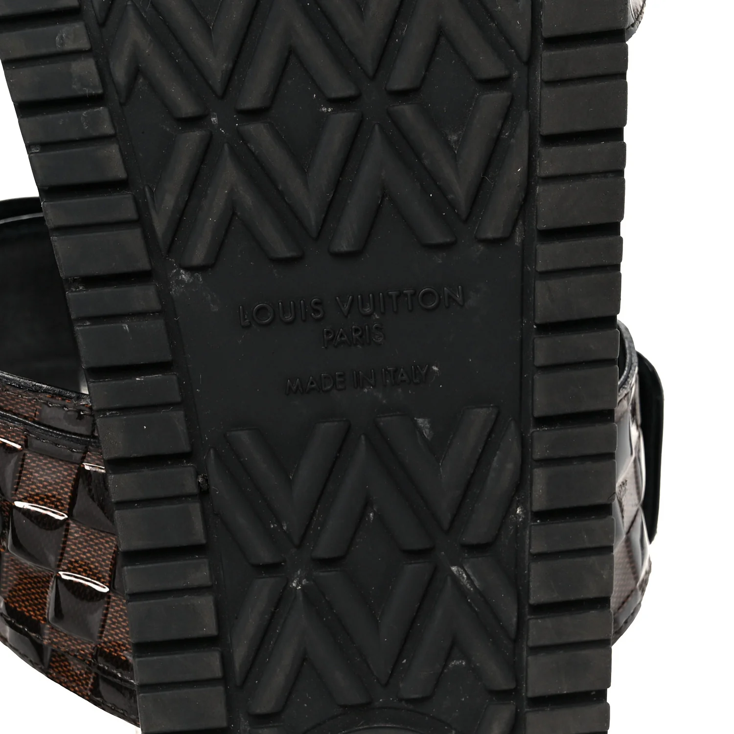Damier Patent Calfskin Bom Dia Flat Sandals 38.5 Ebene - Image 8