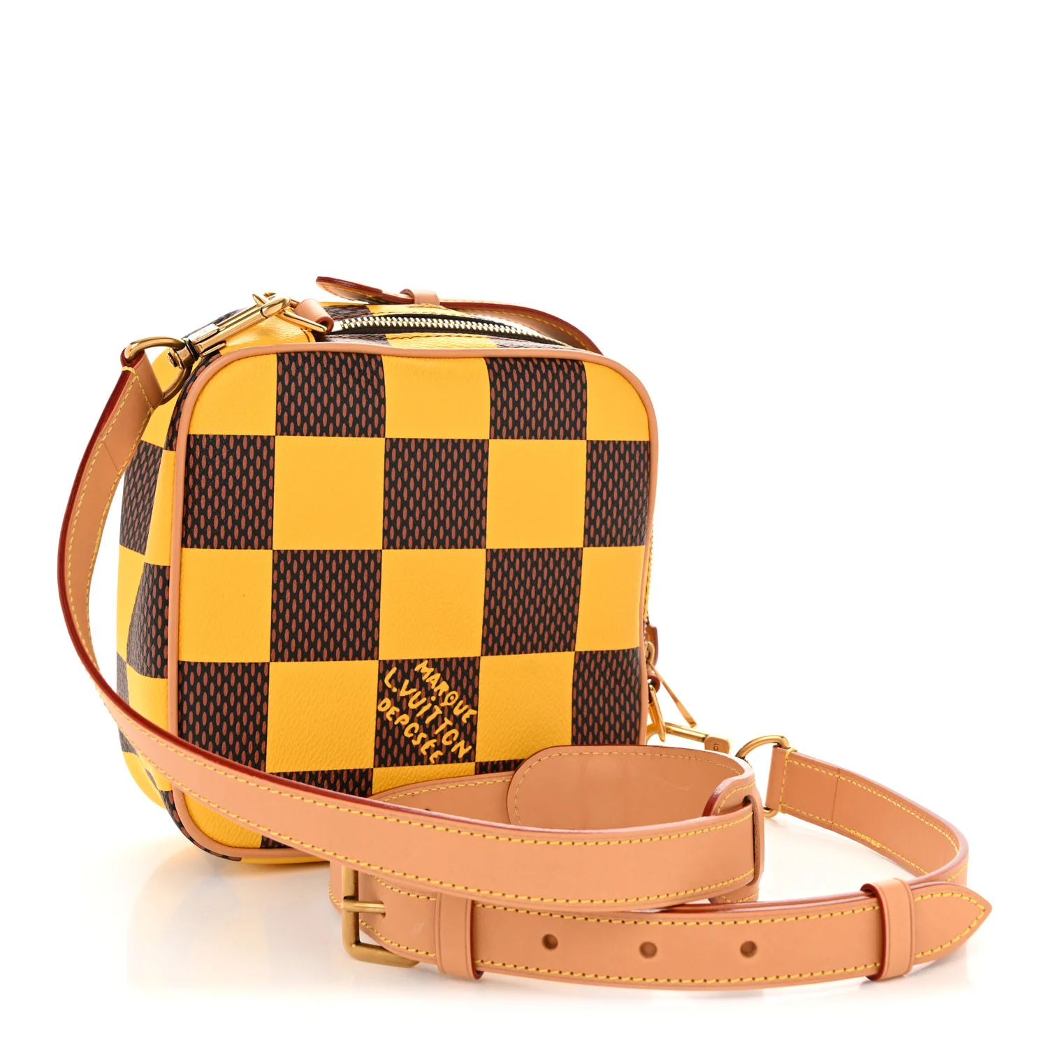 Damier Pop Chess Messenger Jaune Mat - Image 3