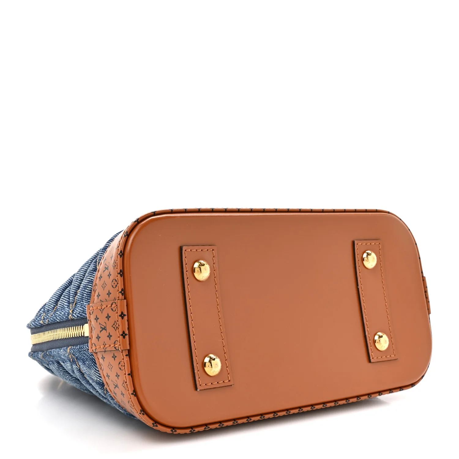 Denim Calfskin Reverse Monogram Malletage Alma BB Blue - Image 4