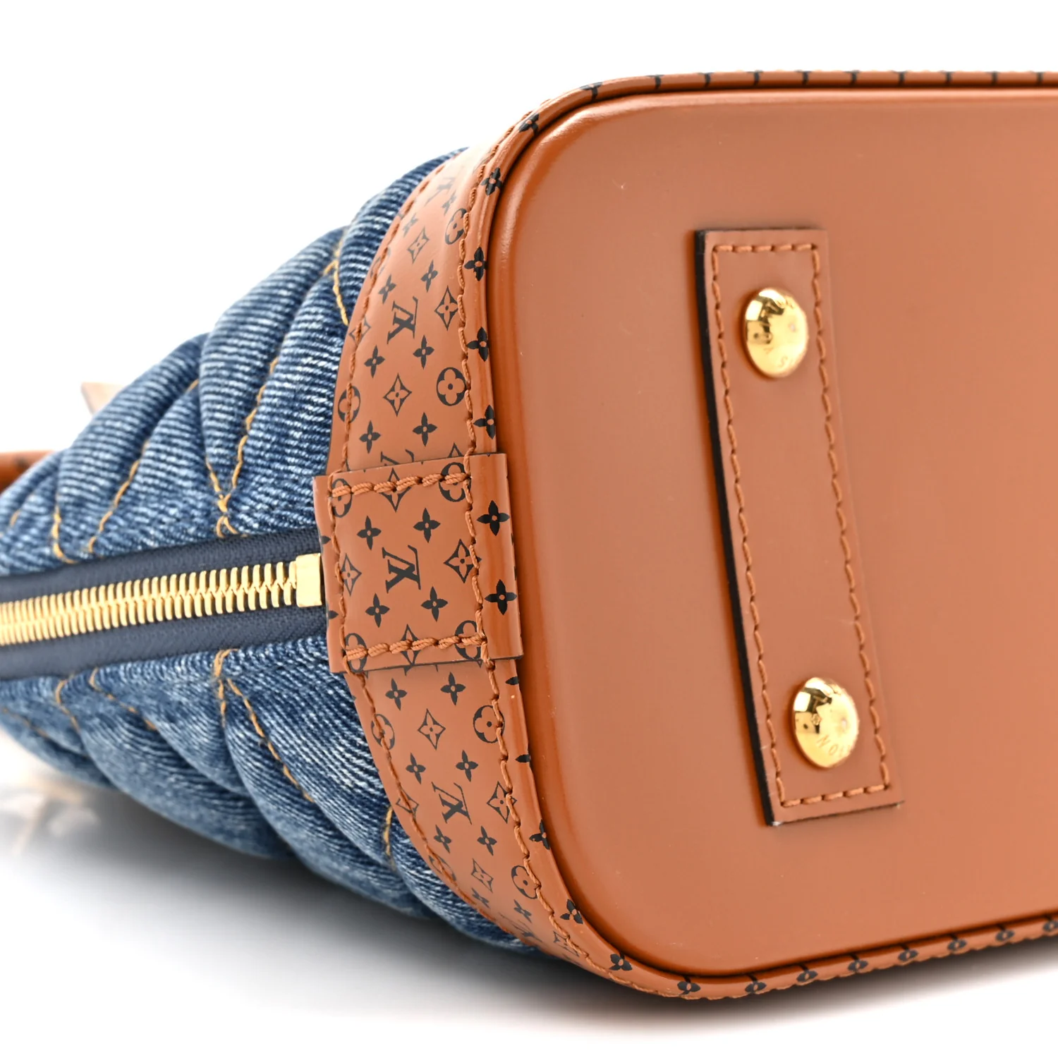 Denim Calfskin Reverse Monogram Malletage Alma BB Blue - Image 9