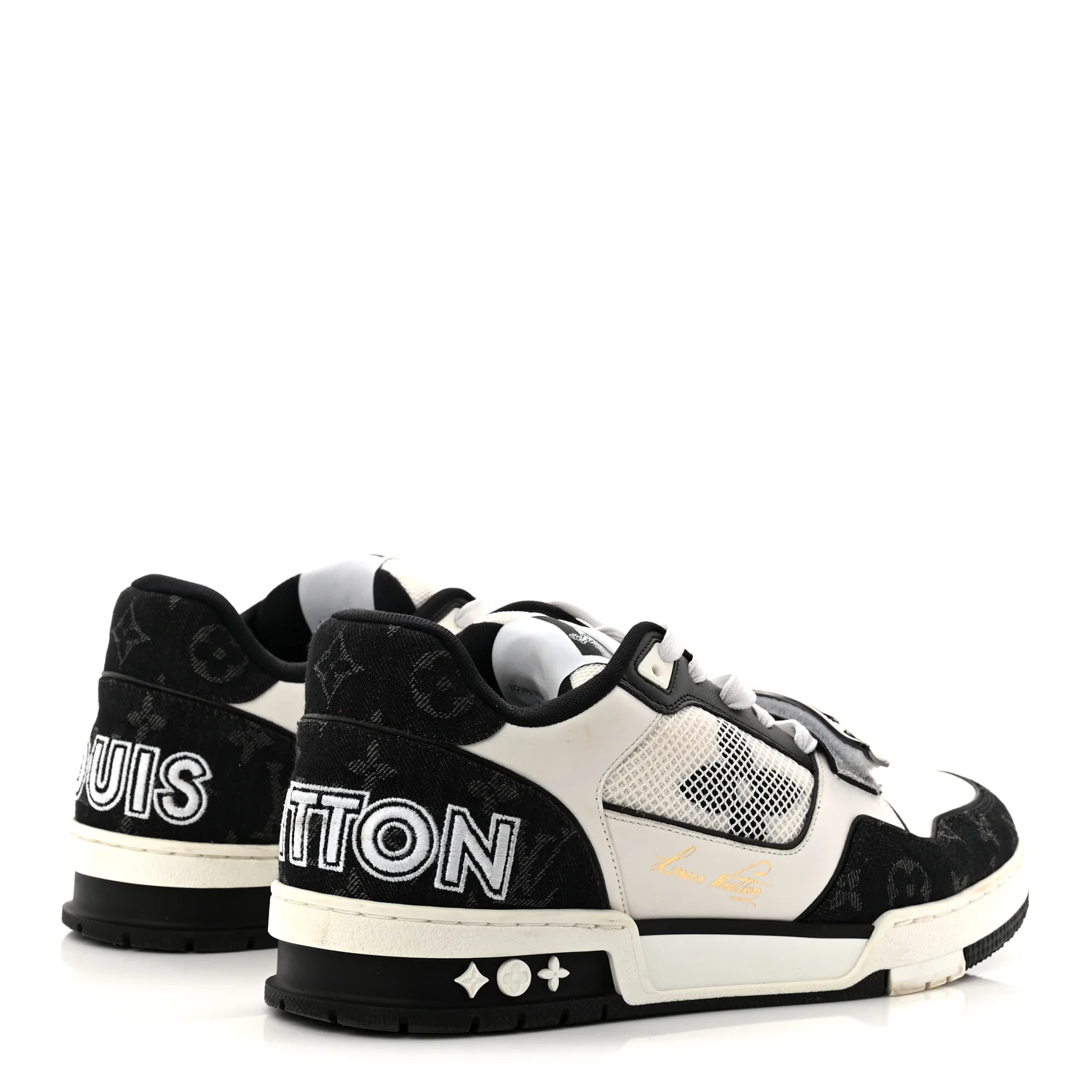 Denim Mens LV Calfskin Mesh Skate Sneaker 8 Black - Image 4
