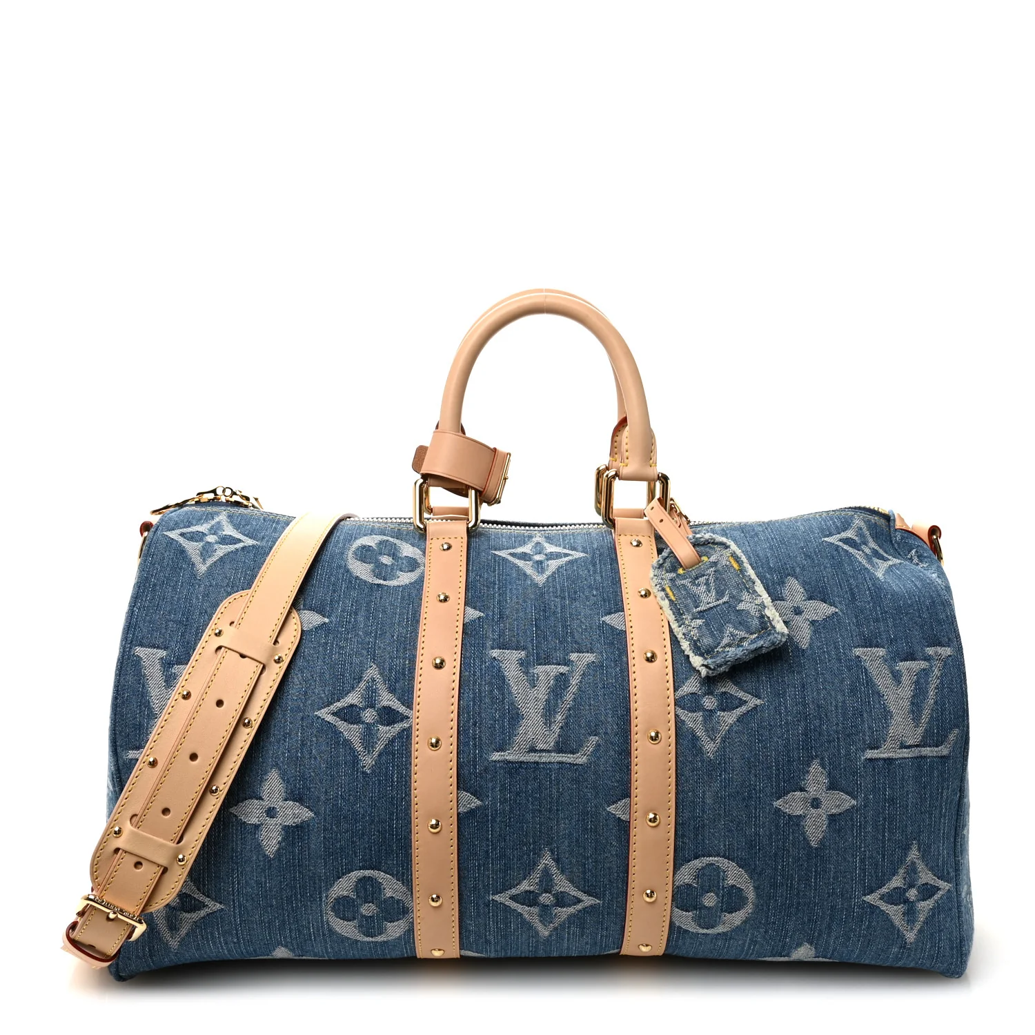 Denim Monogram New LV Remix Keepall Bandouliere 45 Blue