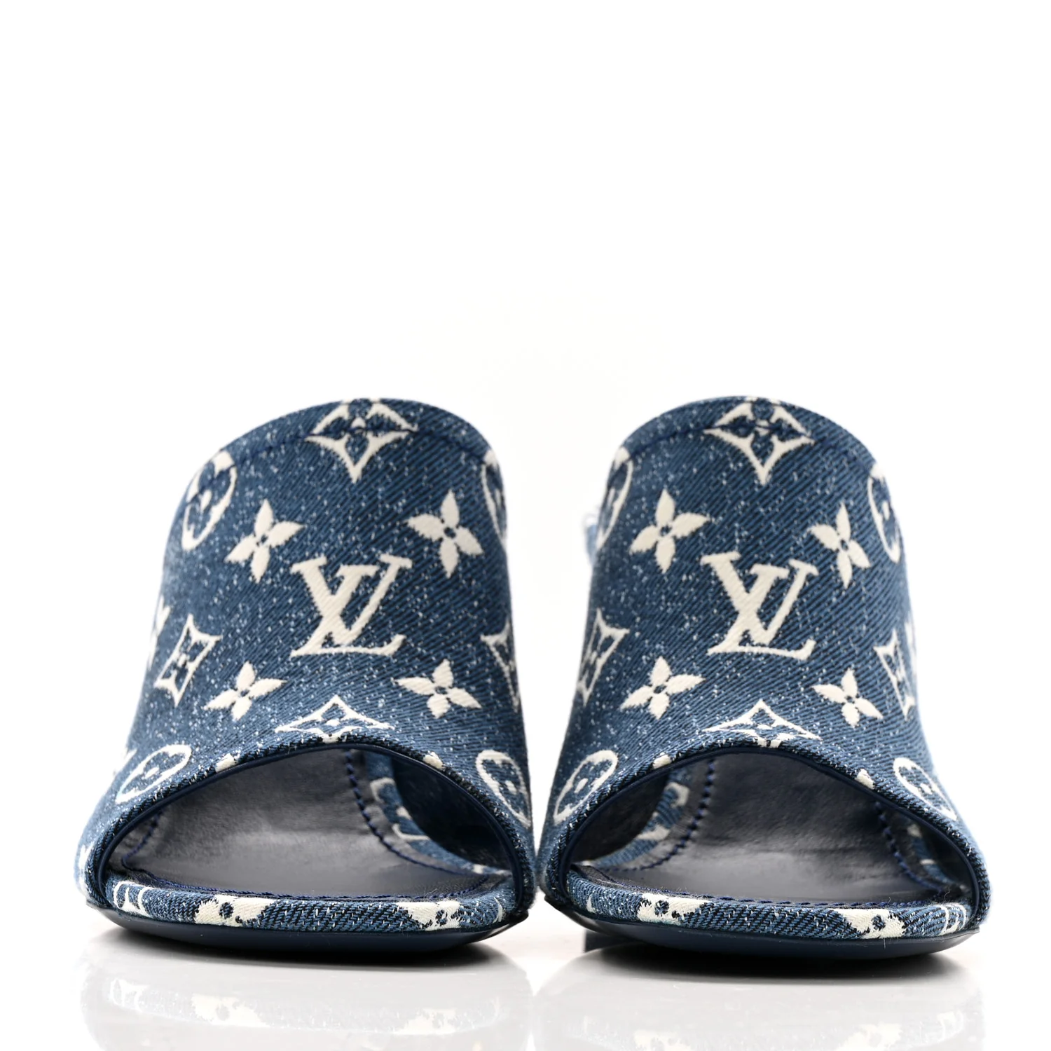 Denim Monogram Silhouette Mules 39 Navy Blue - Image 3