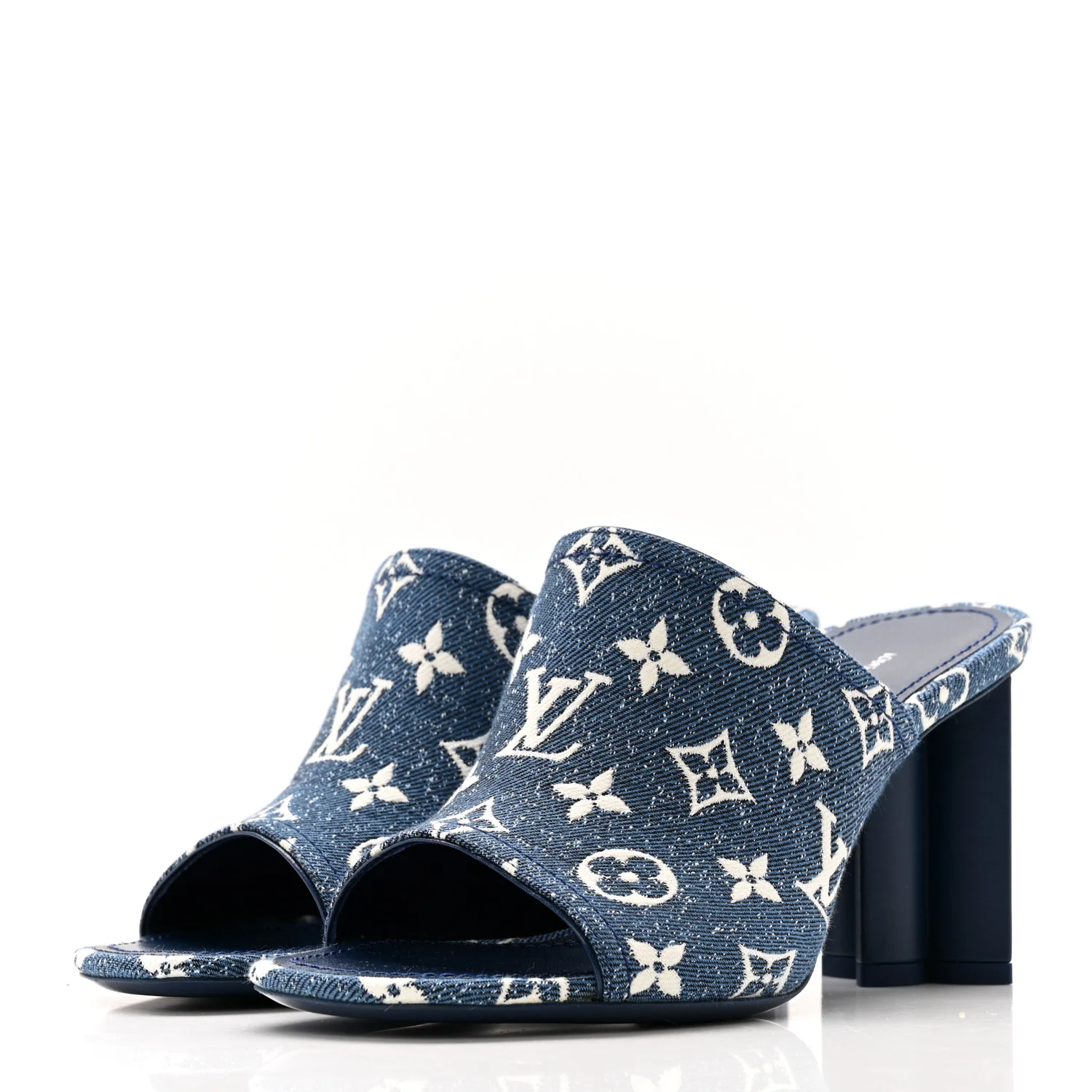 Denim Monogram Silhouette Mules 39 Navy Blue - Image 4