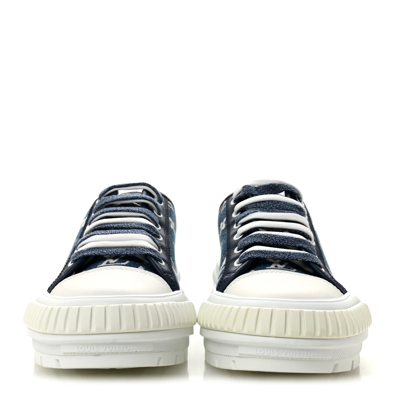 Denim Monogram Squad Sneakers 38.5 Marine - Image 3
