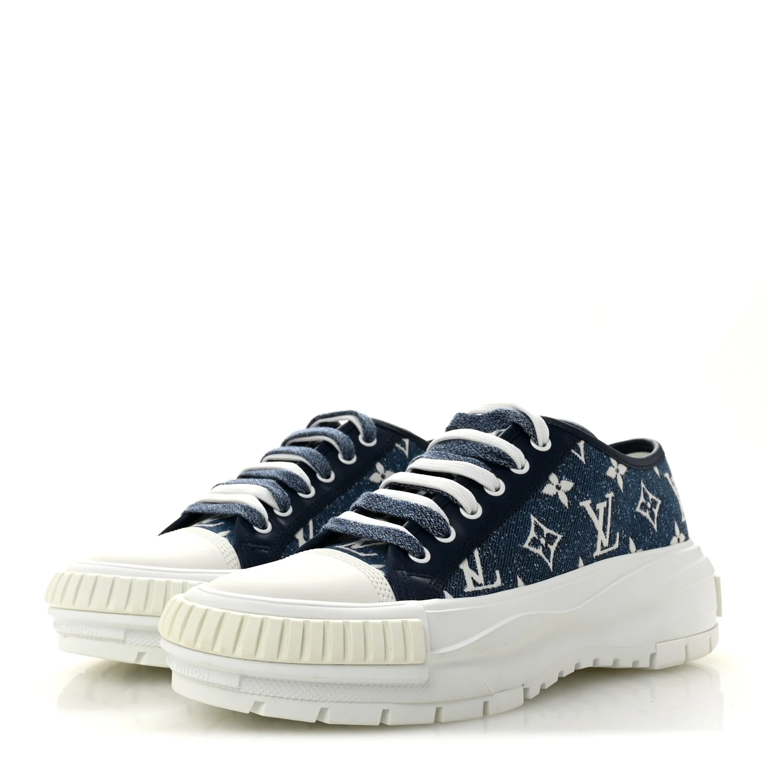 Denim Monogram Squad Sneakers 38.5 Marine - Image 4