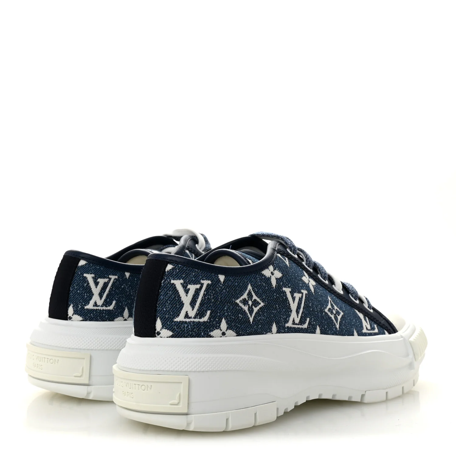 Denim Monogram Squad Sneakers 38.5 Marine - Image 5
