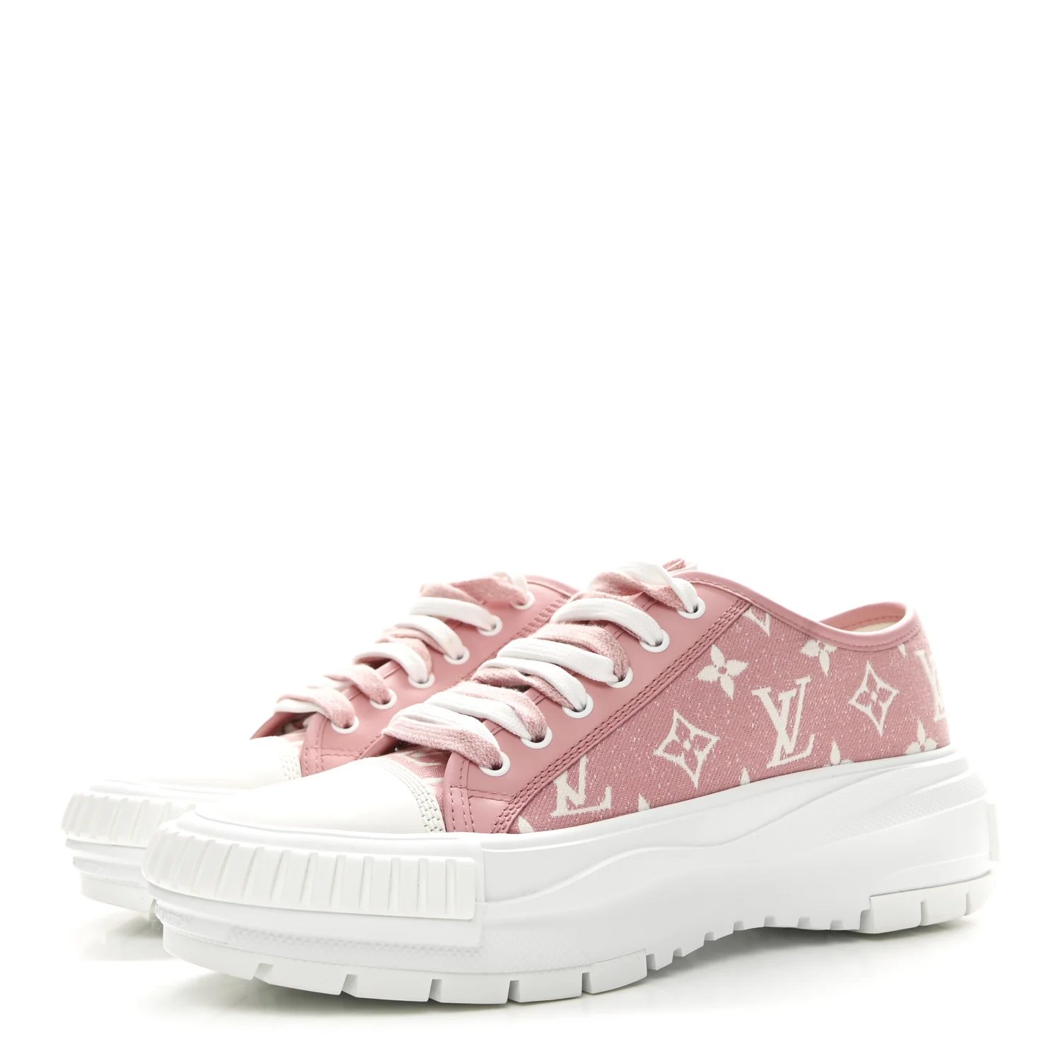 Denim Monogram Squad Sneakers 38.5 Pink - Image 4