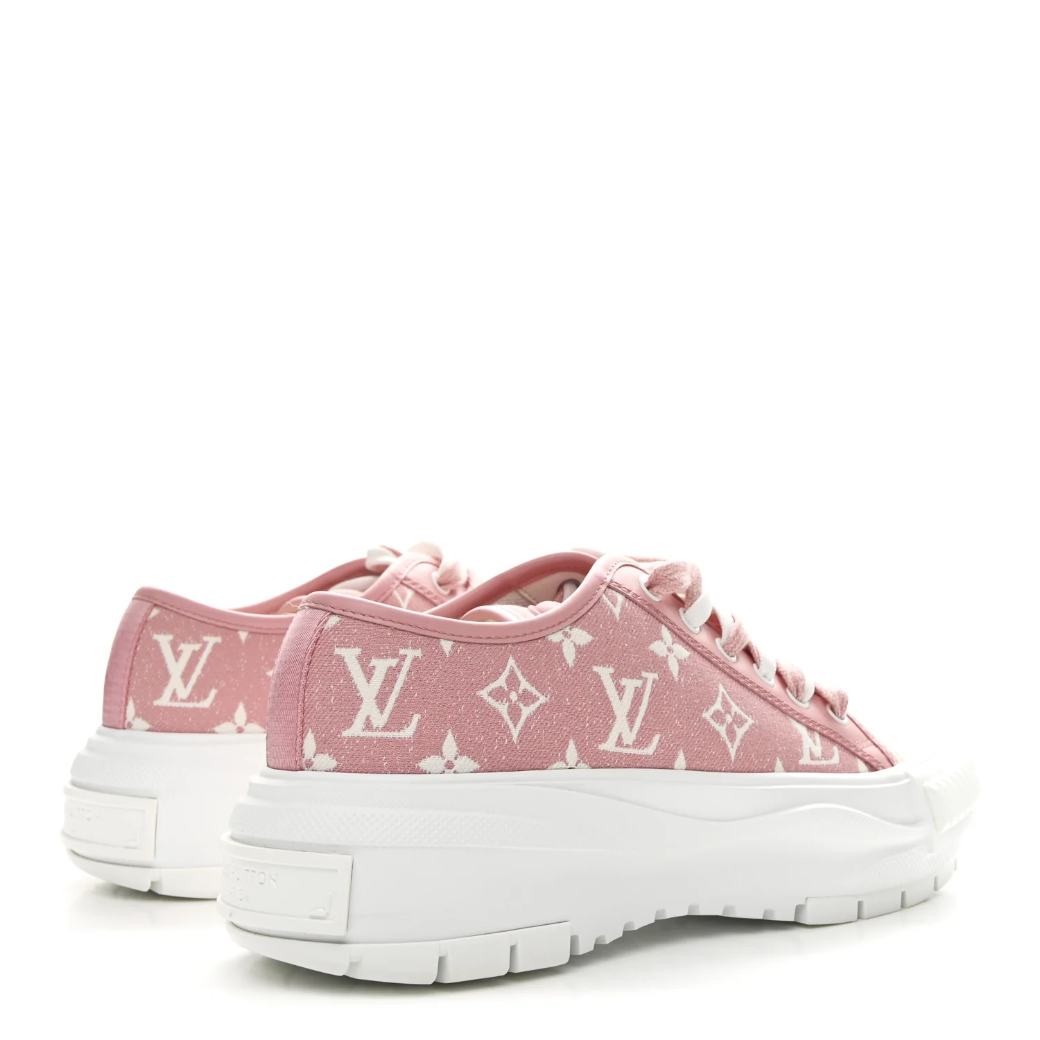 Denim Monogram Squad Sneakers 38.5 Pink - Image 5