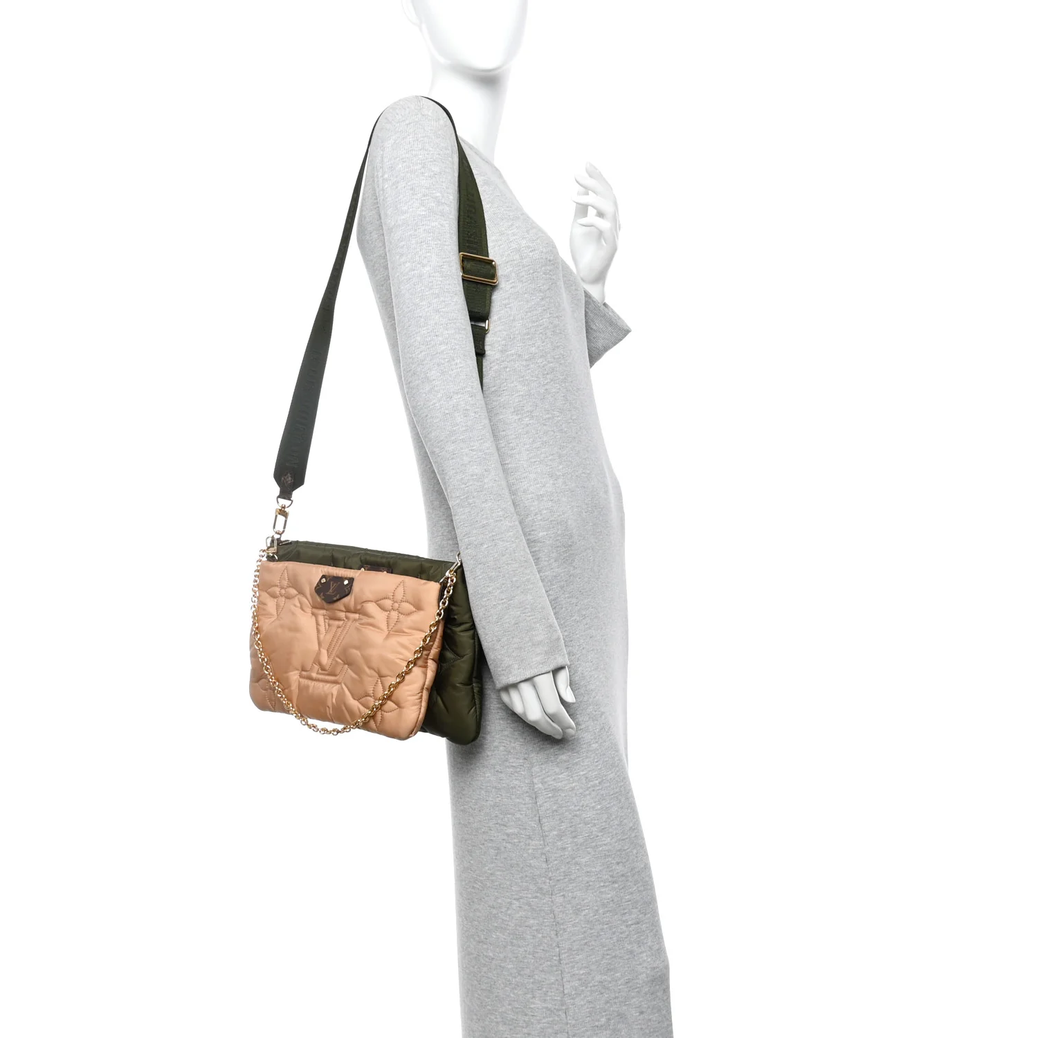 Econyl Monogram Pillow Maxi Multi Pochette Accessories Kaki Beige - Image 2