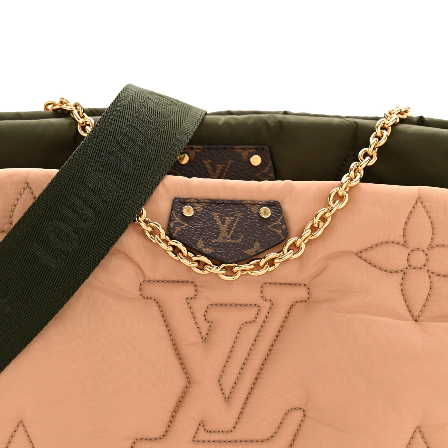 Econyl Monogram Pillow Maxi Multi Pochette Accessories Kaki Beige - Image 7