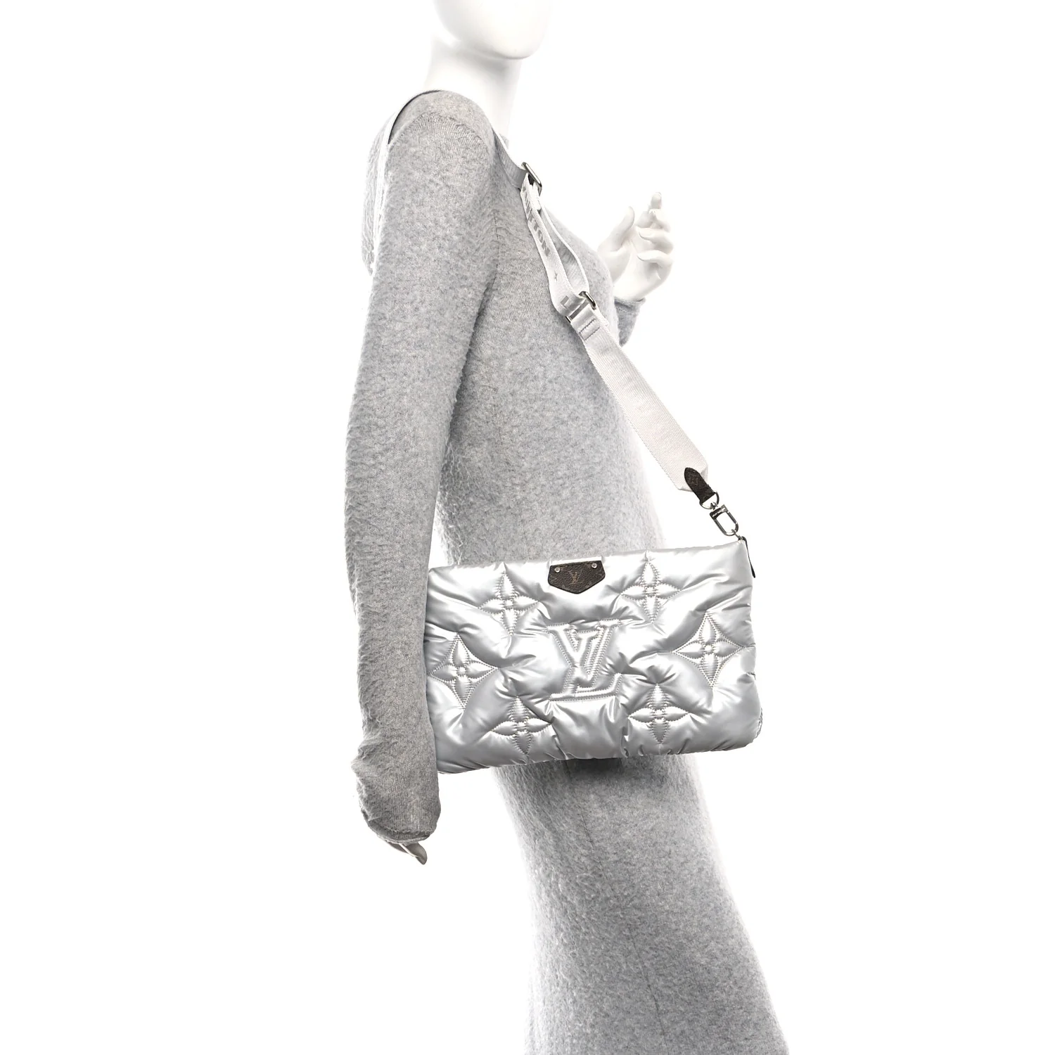 Econyl Monogram Pillow Maxi Multi Pochette Accessories Large Pochette Silver - Image 2