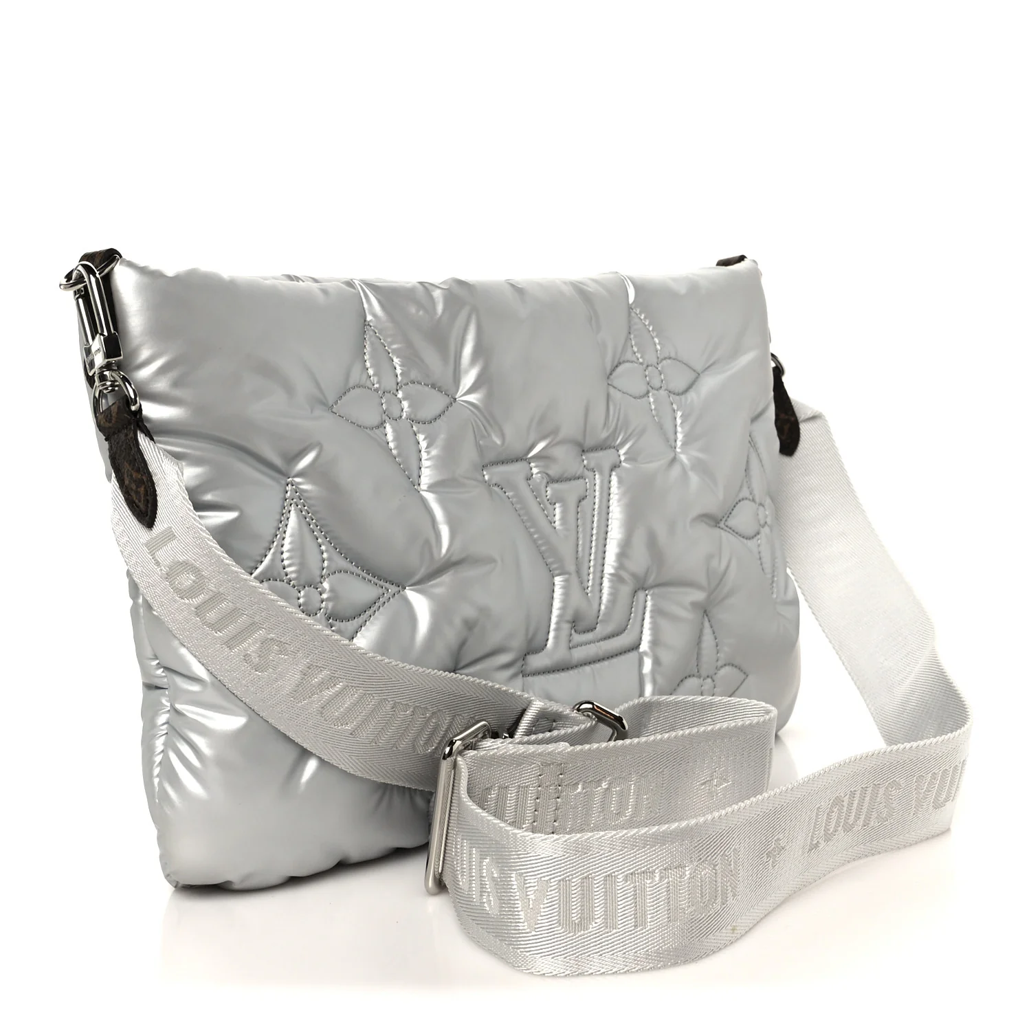Econyl Monogram Pillow Maxi Multi Pochette Accessories Large Pochette Silver - Image 3